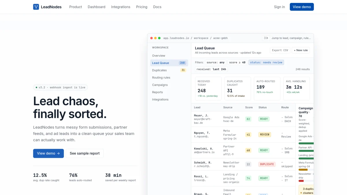 Projektbeispiel: LeadNodes — Funnel-Radar für Vertriebsteams